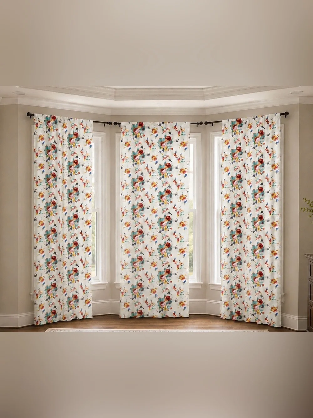 Three Ralph Lauren Elsa Cream Pink Blue Green Lined Floral Drapes &Pillow Shams